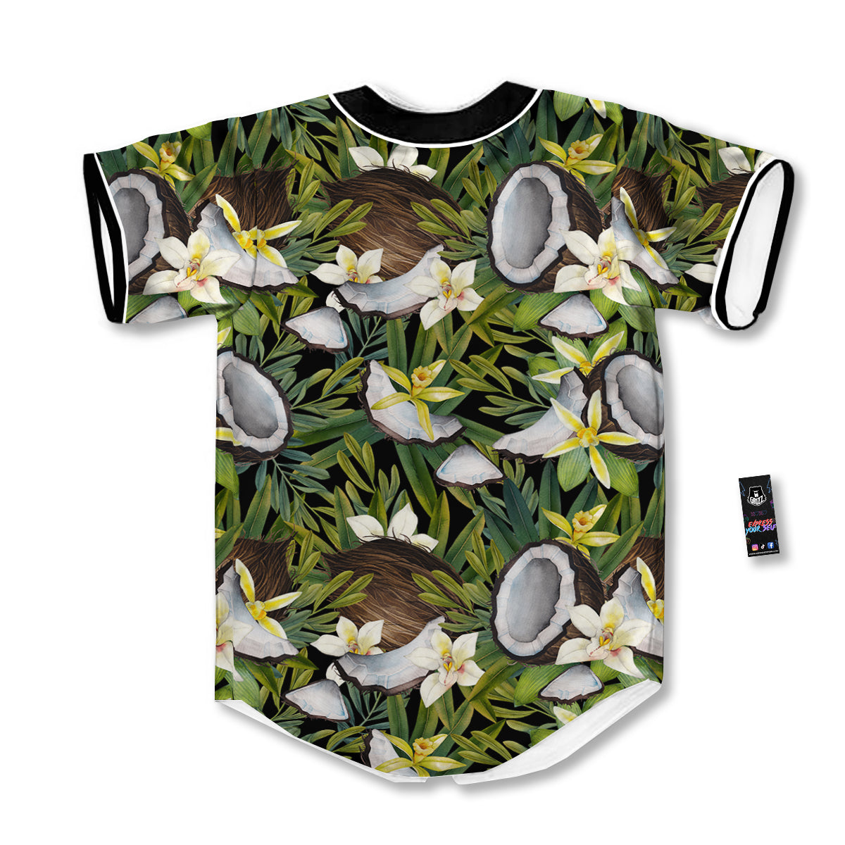 Coconut And Vanilla Flower Print Pattern Baseball Jersey-grizzshop