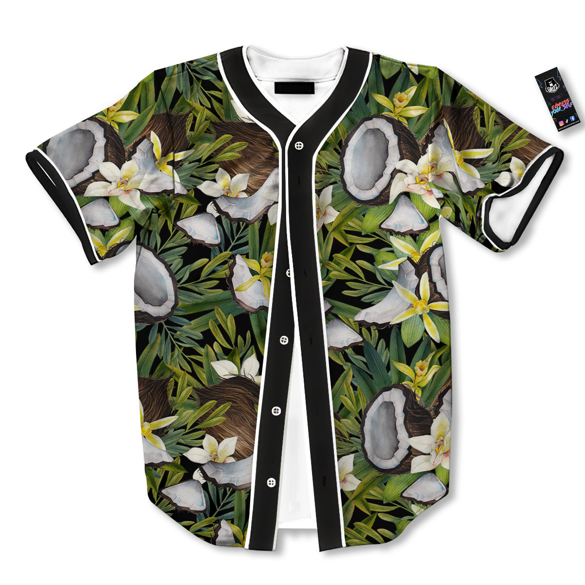 Coconut And Vanilla Flower Print Pattern Baseball Jersey-grizzshop