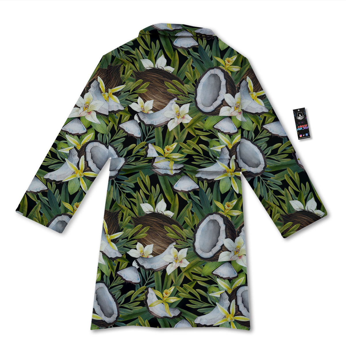 Coconut And Vanilla Flower Print Pattern Bathrobe-grizzshop
