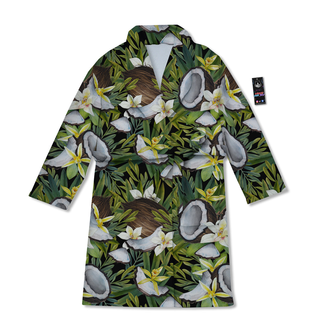 Coconut And Vanilla Flower Print Pattern Bathrobe-grizzshop