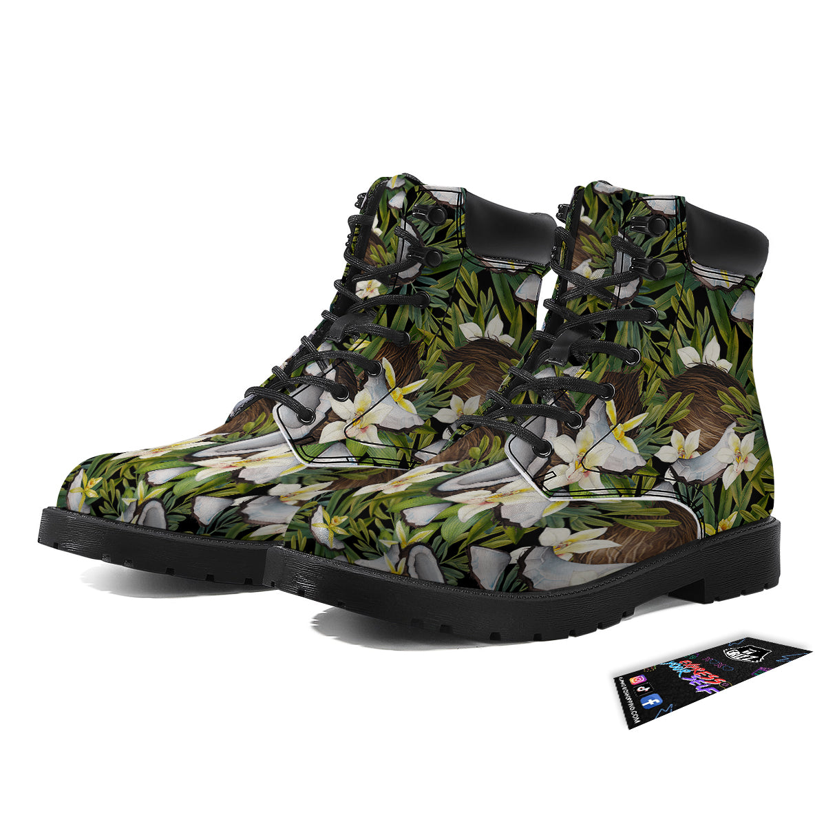 Coconut And Vanilla Flower Print Pattern Boots-grizzshop