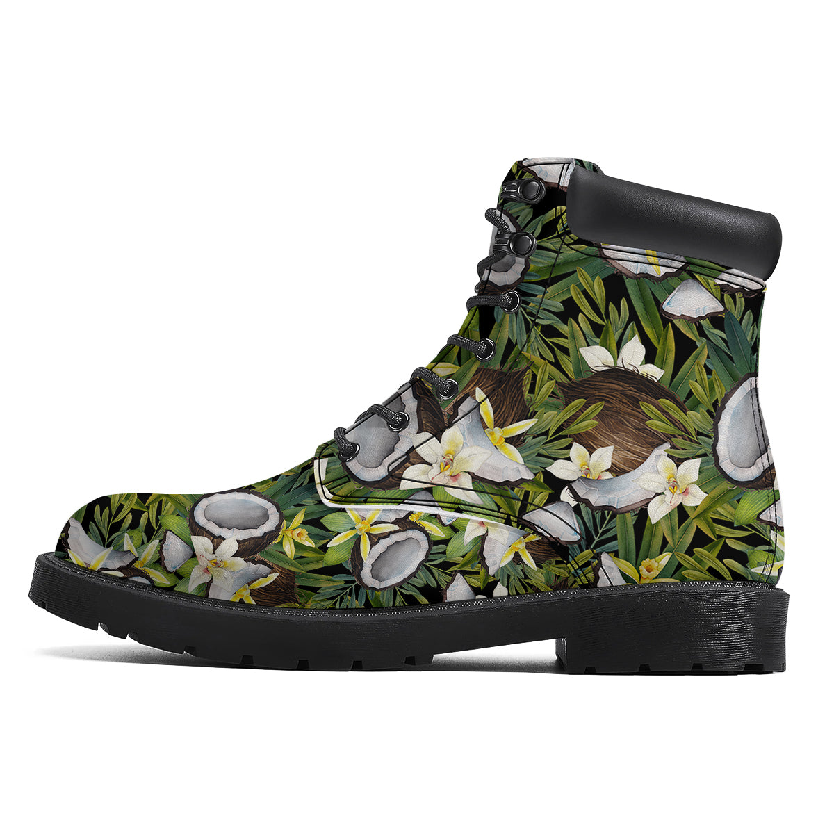 Coconut And Vanilla Flower Print Pattern Boots-grizzshop