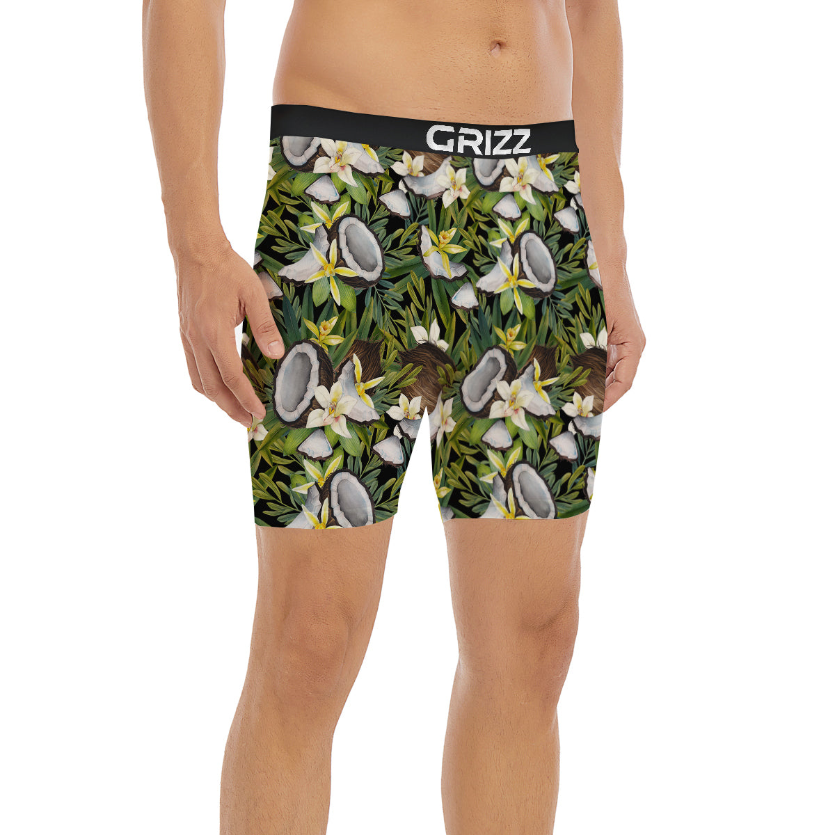 Coconut And Vanilla Flower Print Pattern Boxer Briefs-grizzshop