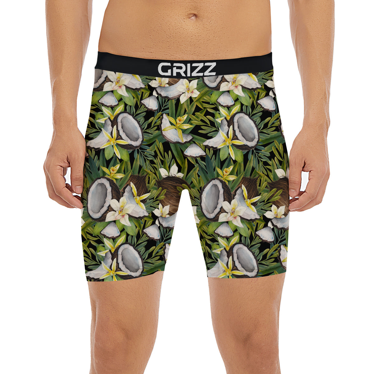 Coconut And Vanilla Flower Print Pattern Boxer Briefs-grizzshop