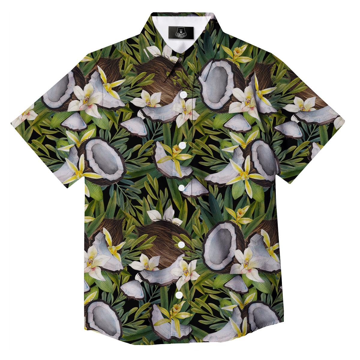 Coconut And Vanilla Flower Print Pattern Button Up Shirt-grizzshop