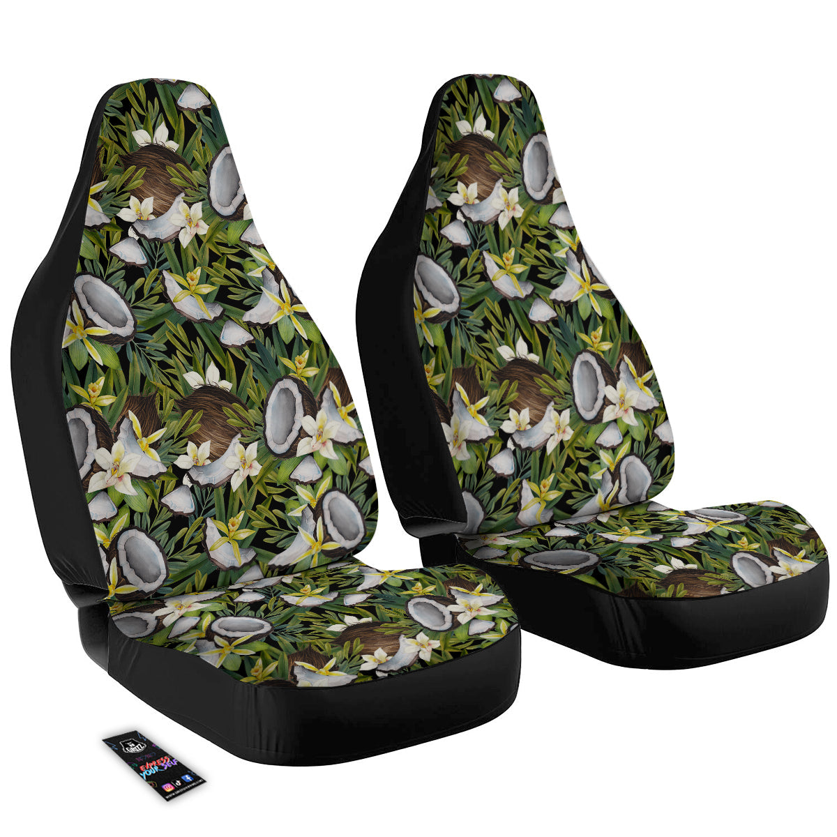 Coconut And Vanilla Flower Print Pattern Car Seat Covers-grizzshop