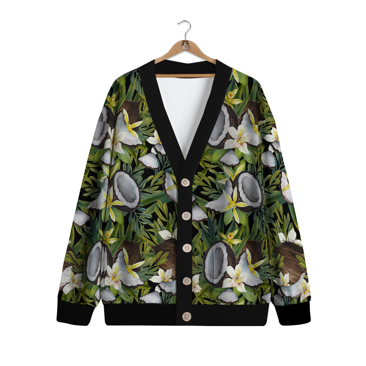 Coconut And Vanilla Flower Print Pattern Cardigan-grizzshop