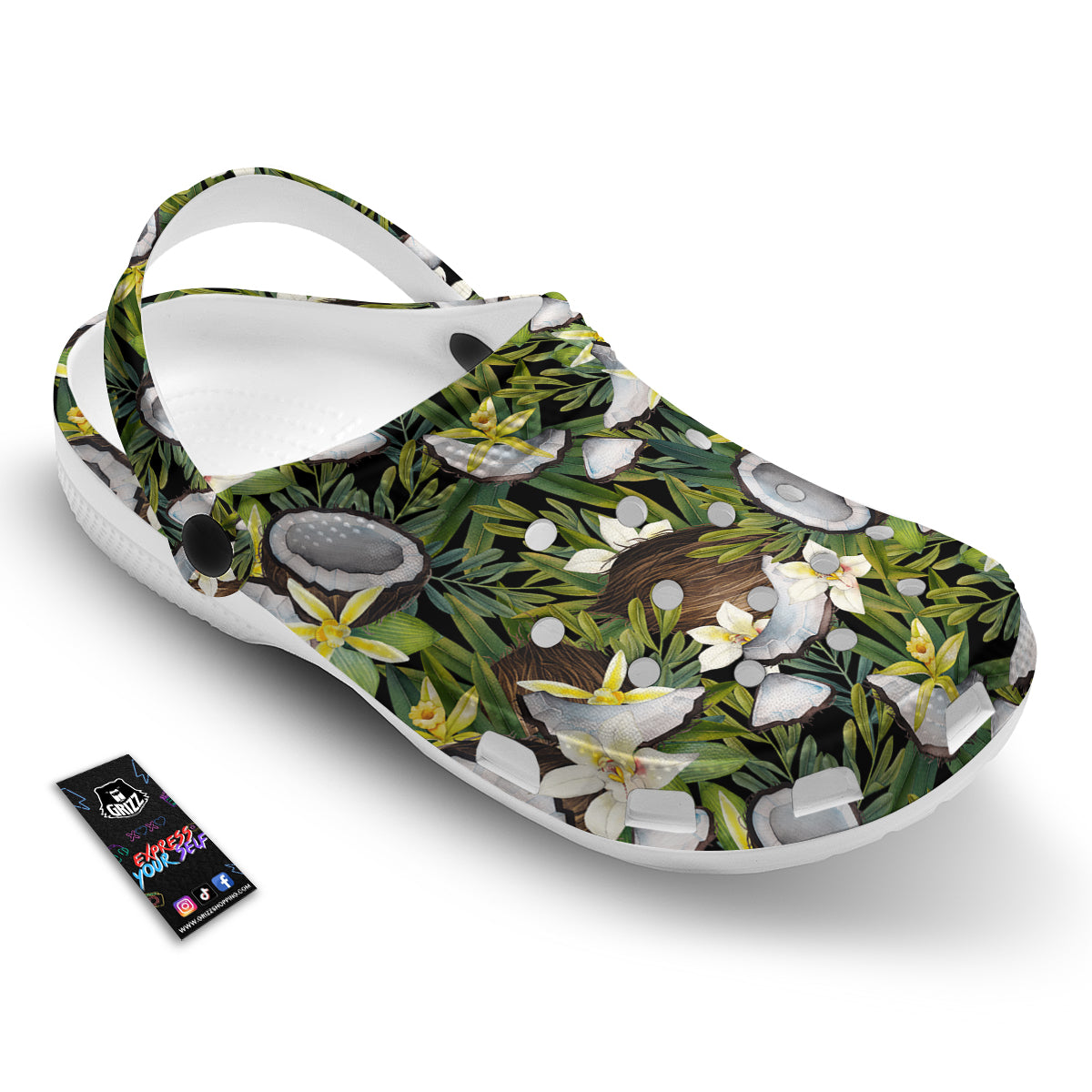 Coconut And Vanilla Flower Print Pattern Clog-grizzshop