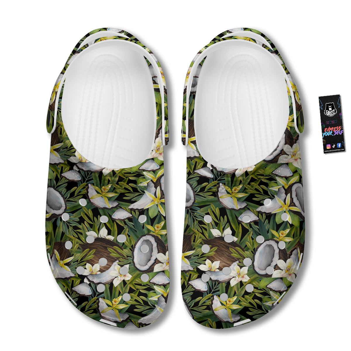 Coconut And Vanilla Flower Print Pattern Clog-grizzshop