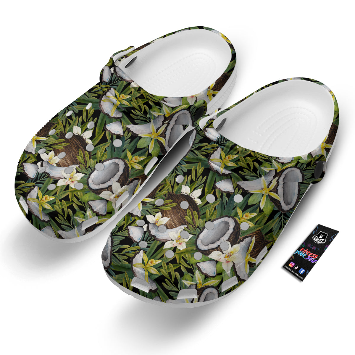 Coconut And Vanilla Flower Print Pattern Clog-grizzshop
