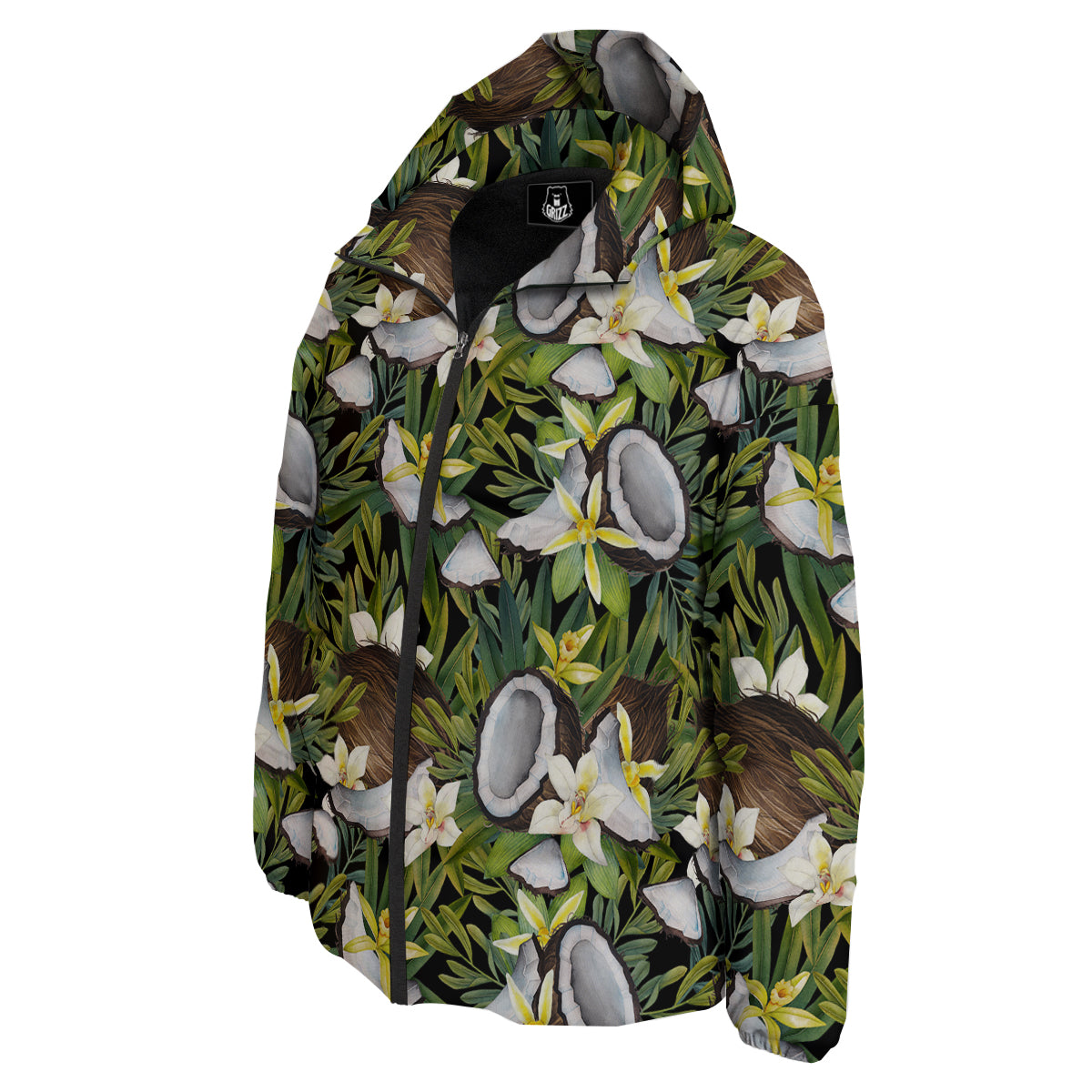Coconut And Vanilla Flower Print Pattern Down Jacket-grizzshop