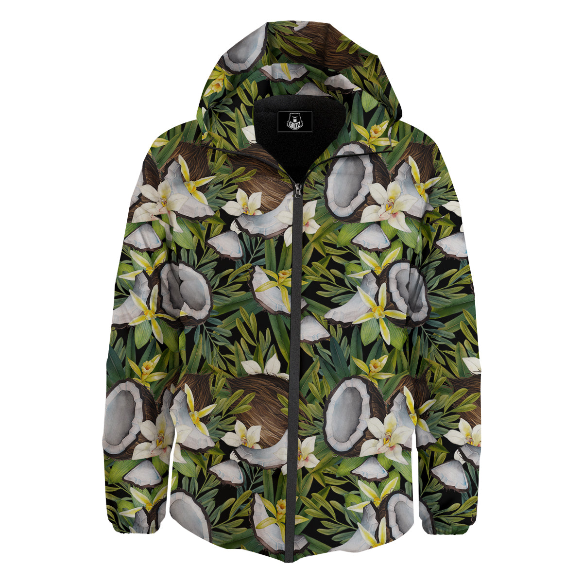 Coconut And Vanilla Flower Print Pattern Down Jacket-grizzshop