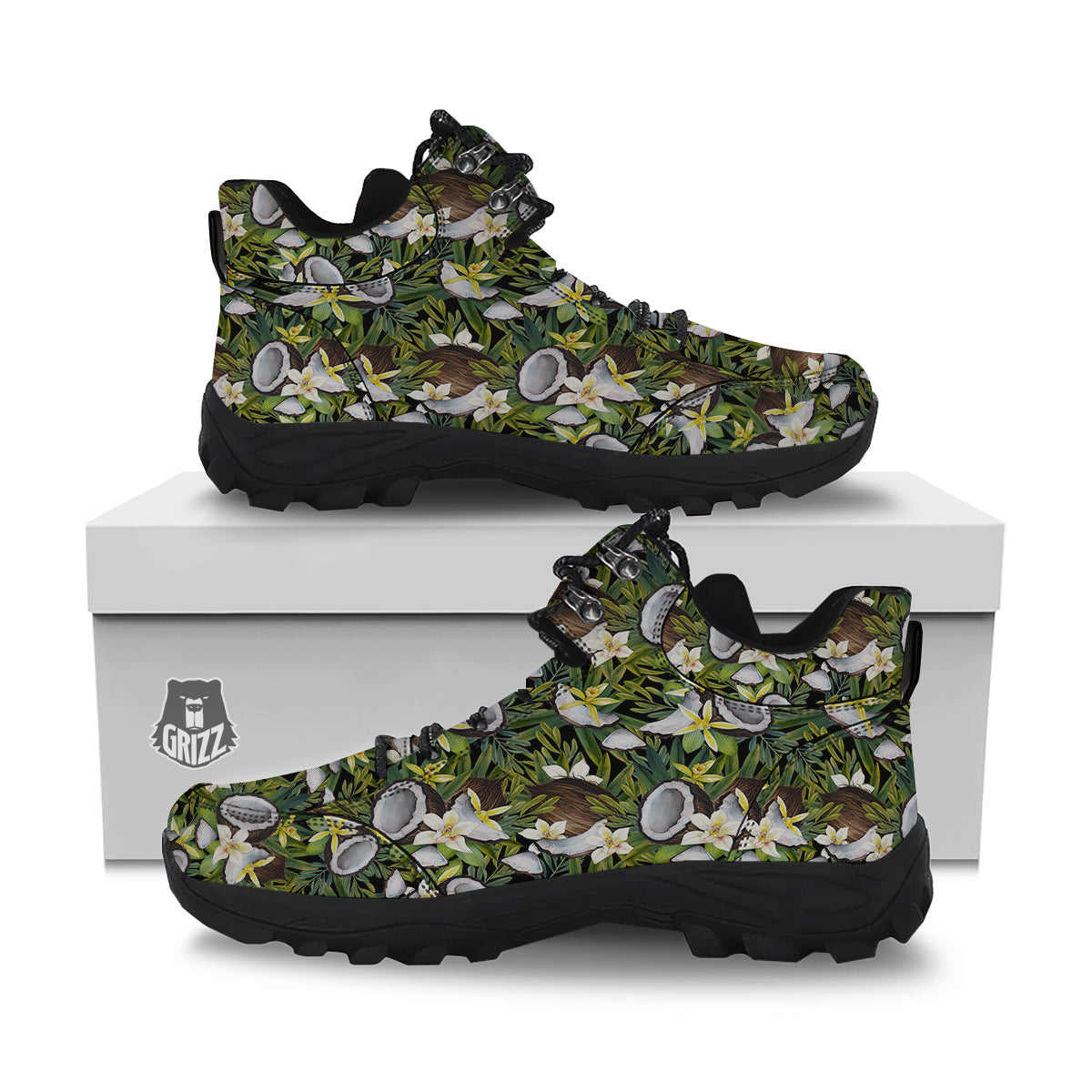 Coconut And Vanilla Flower Print Pattern Hiking Shoes-grizzshop