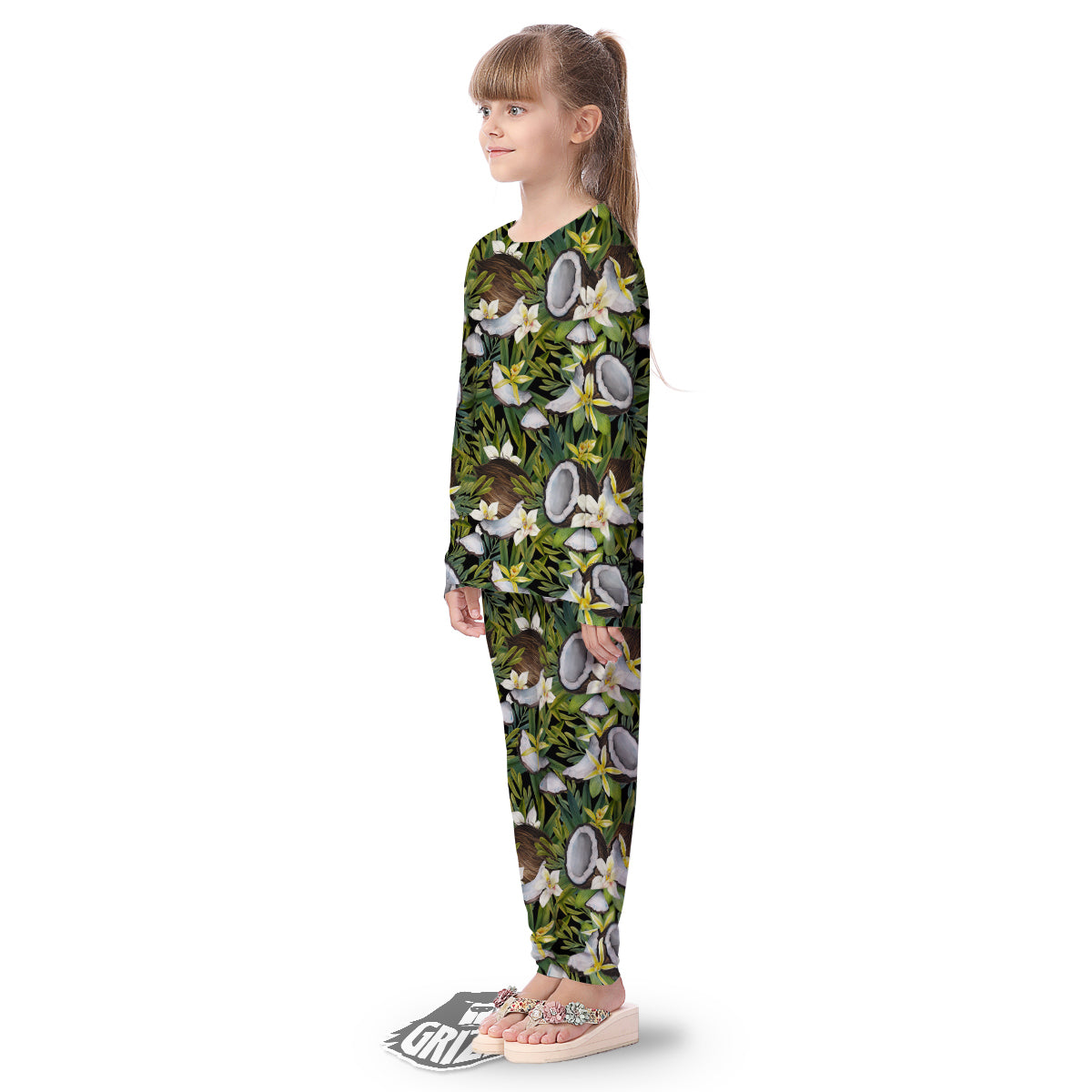 Coconut And Vanilla Flower Print Pattern Kid's Pajamas-grizzshop