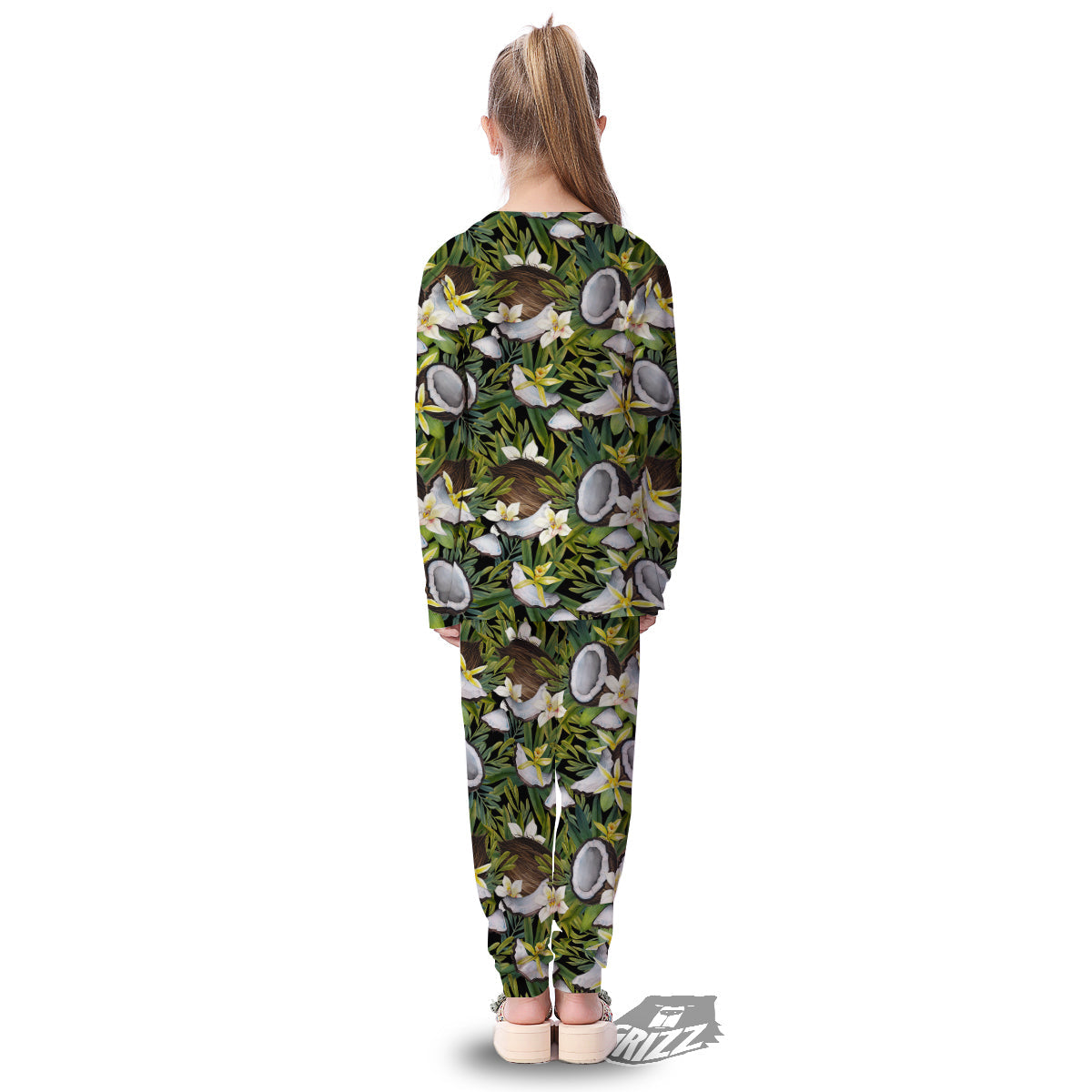 Coconut And Vanilla Flower Print Pattern Kid's Pajamas-grizzshop