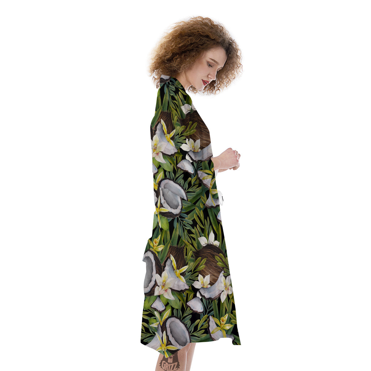 Coconut And Vanilla Flower Print Pattern Kimono-grizzshop