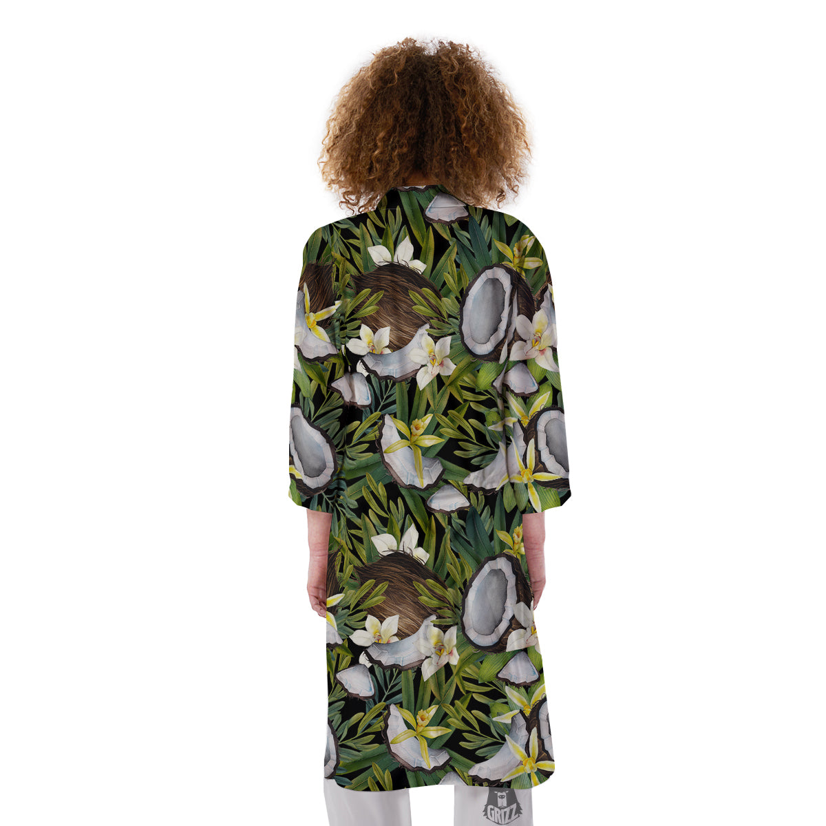 Coconut And Vanilla Flower Print Pattern Kimono-grizzshop