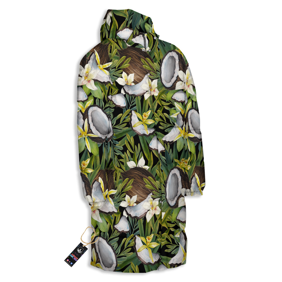 Coconut And Vanilla Flower Print Pattern Long Down Jacket-grizzshop