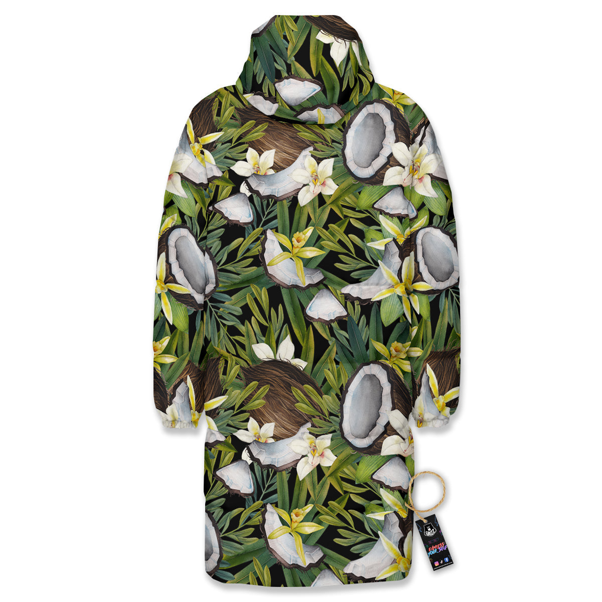 Coconut And Vanilla Flower Print Pattern Long Down Jacket-grizzshop