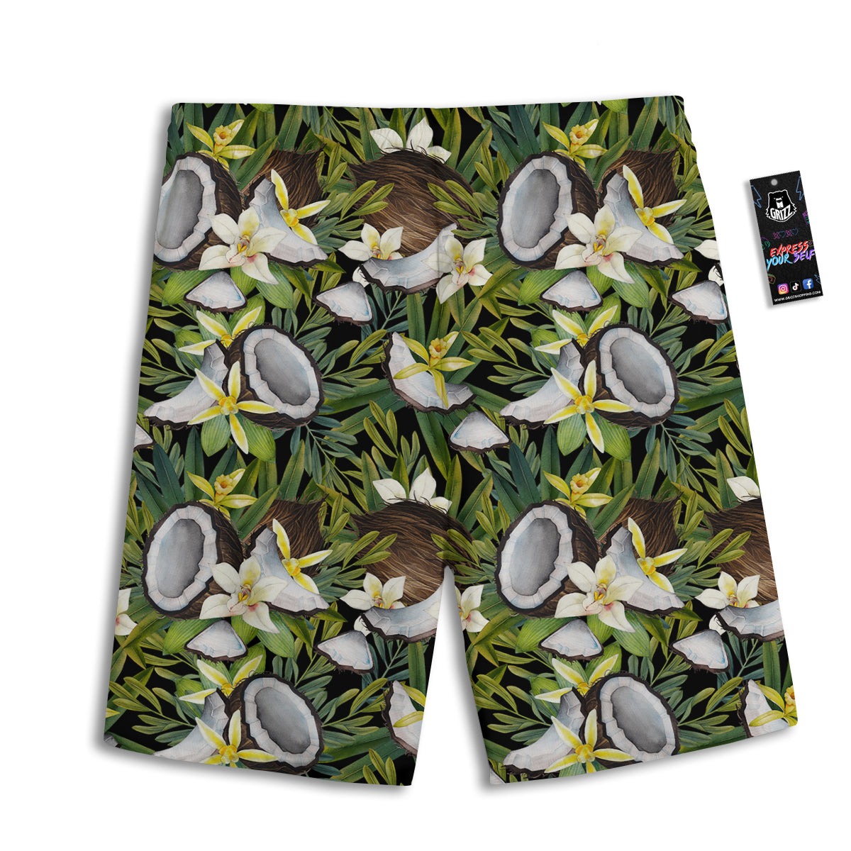 Coconut And Vanilla Flower Print Pattern Men's Athletic Shorts