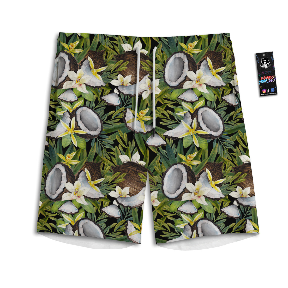 Coconut And Vanilla Flower Print Pattern Men's Athletic Shorts