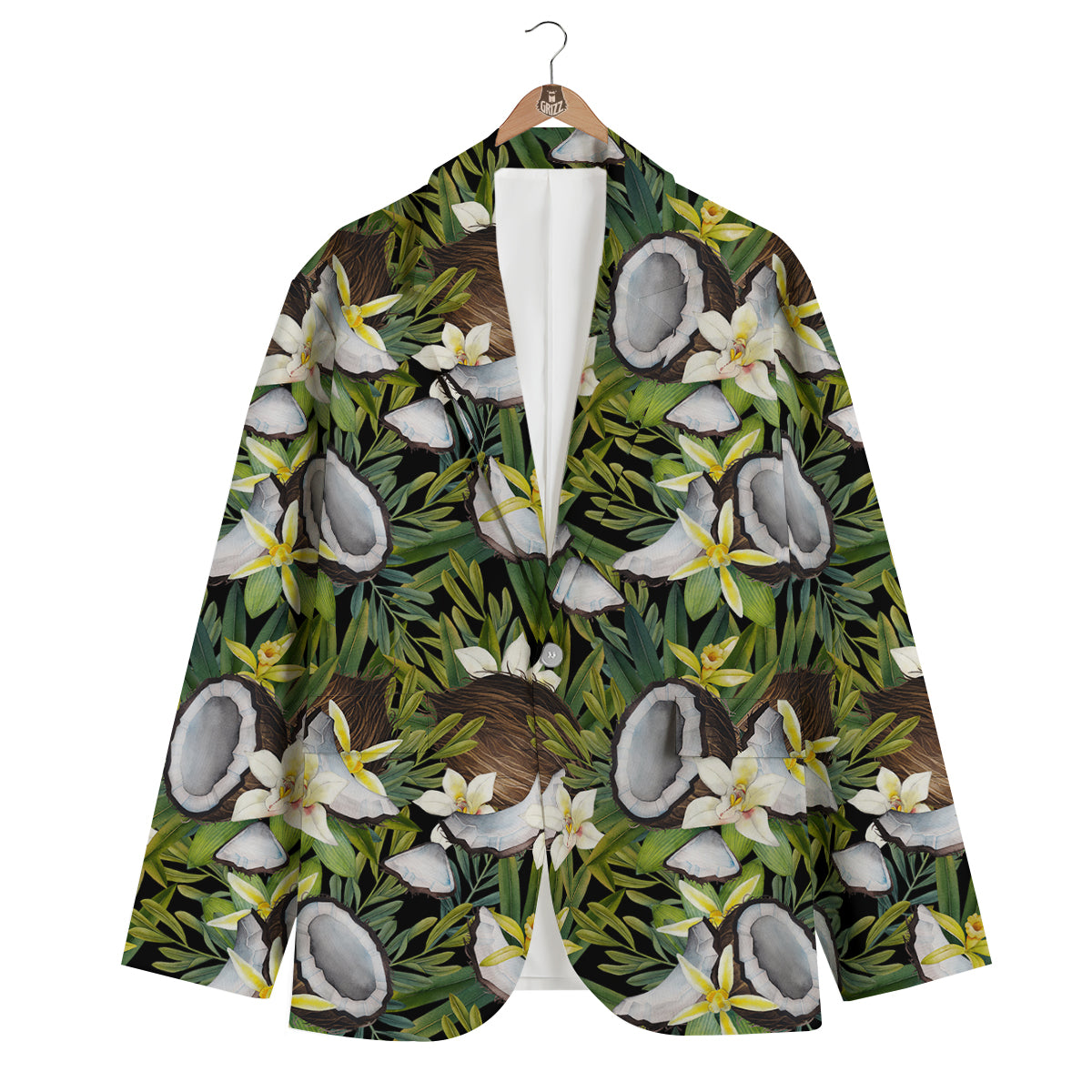 Coconut And Vanilla Flower Print Pattern Men's Blazer-grizzshop