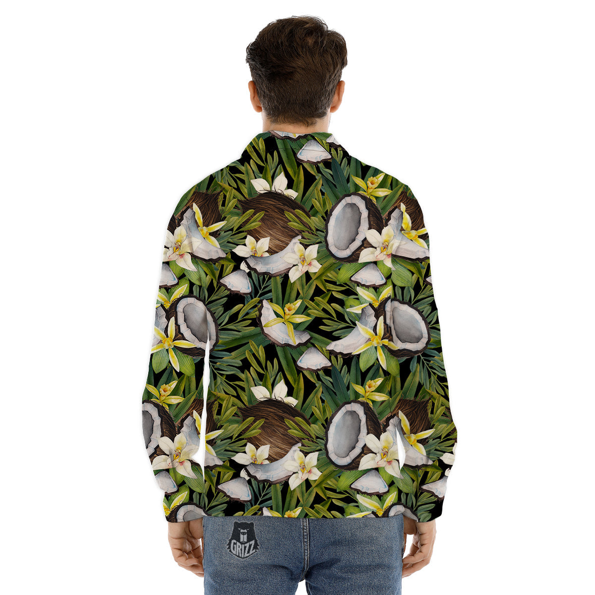 Coconut And Vanilla Flower Print Pattern Men's Dress Shirts-grizzshop