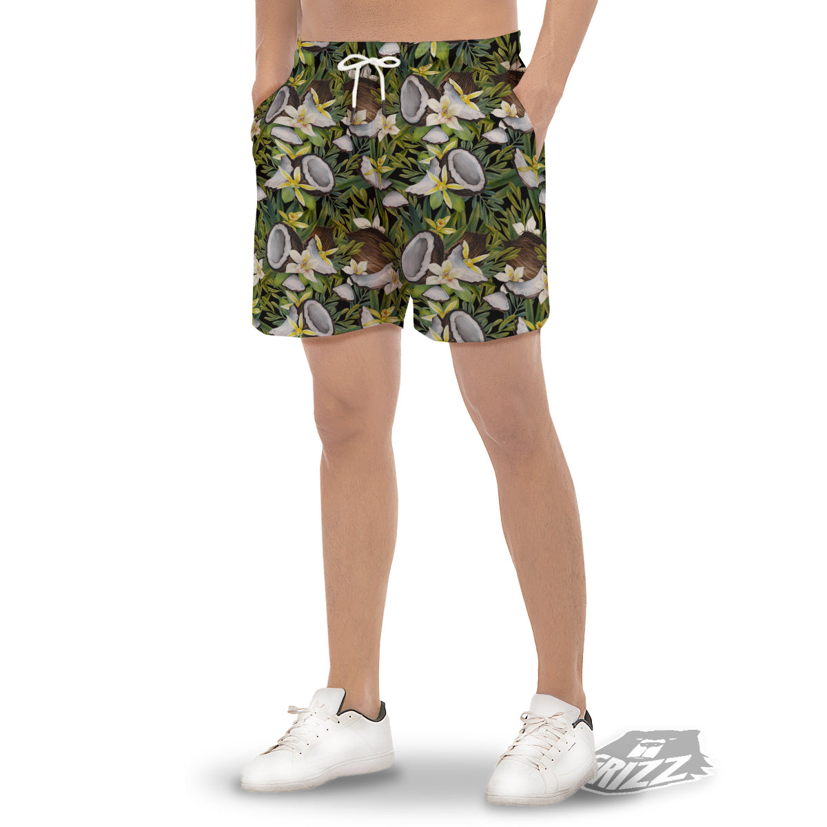 Coconut And Vanilla Flower Print Pattern Men's Gym Shorts-grizzshop