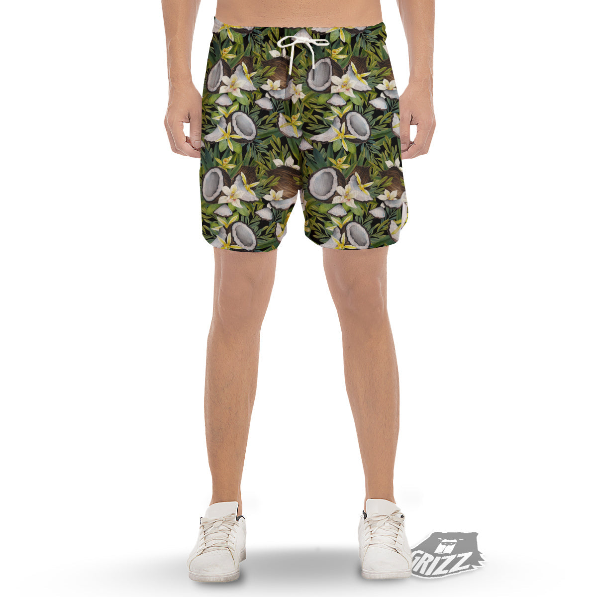 Coconut And Vanilla Flower Print Pattern Men's Gym Shorts-grizzshop