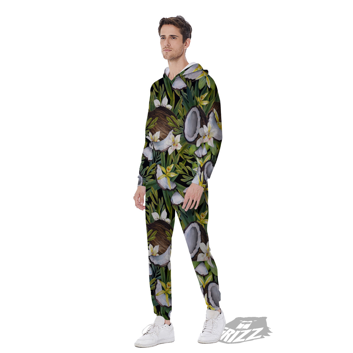 Coconut And Vanilla Flower Print Pattern Men's Jumpsuit-grizzshop
