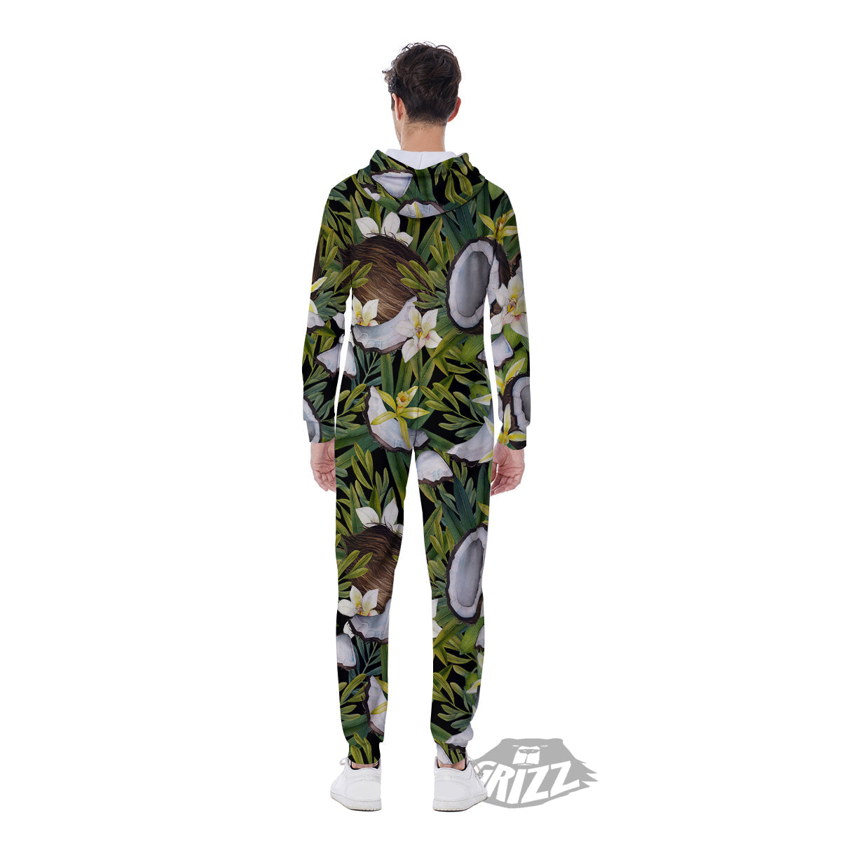 Coconut And Vanilla Flower Print Pattern Men's Jumpsuit-grizzshop