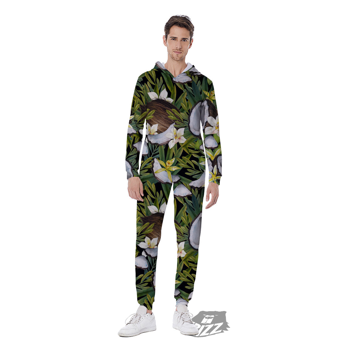 Coconut And Vanilla Flower Print Pattern Men's Jumpsuit-grizzshop