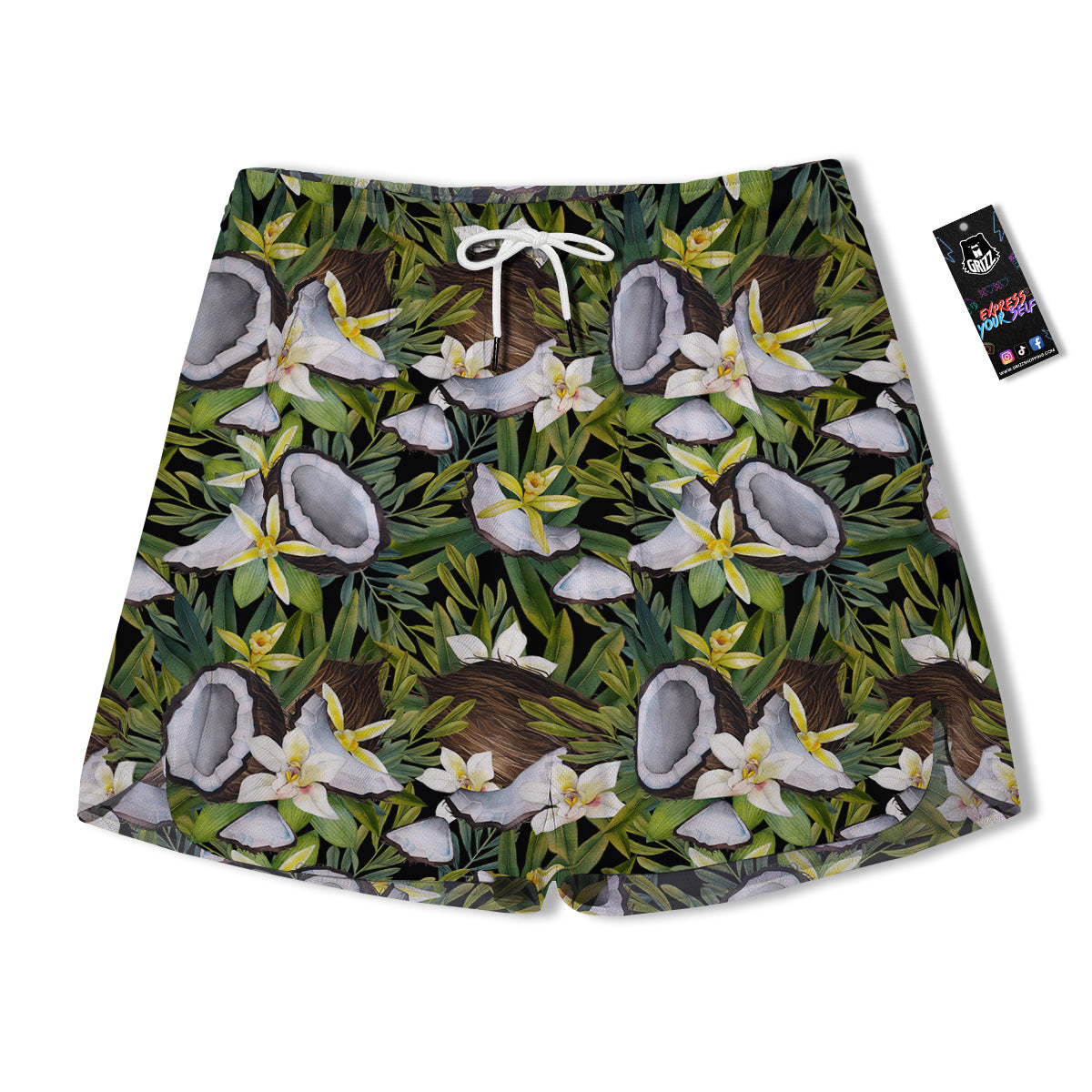 Coconut And Vanilla Flower Print Pattern Men's Running Shorts-grizzshop