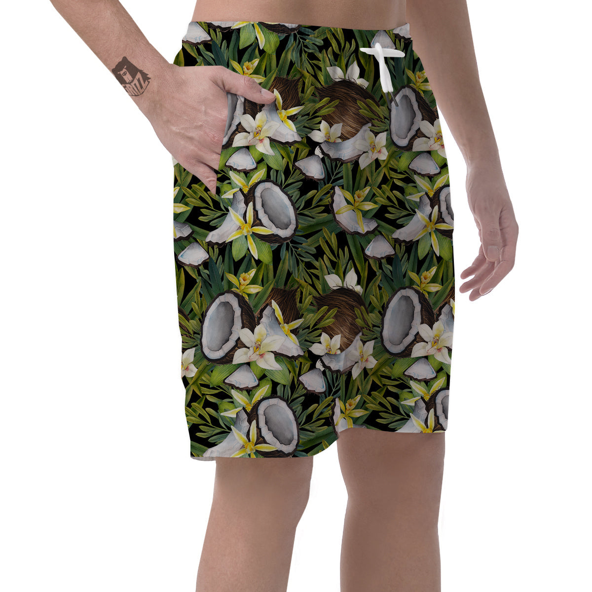 Coconut And Vanilla Flower Print Pattern Men's Shorts-grizzshop