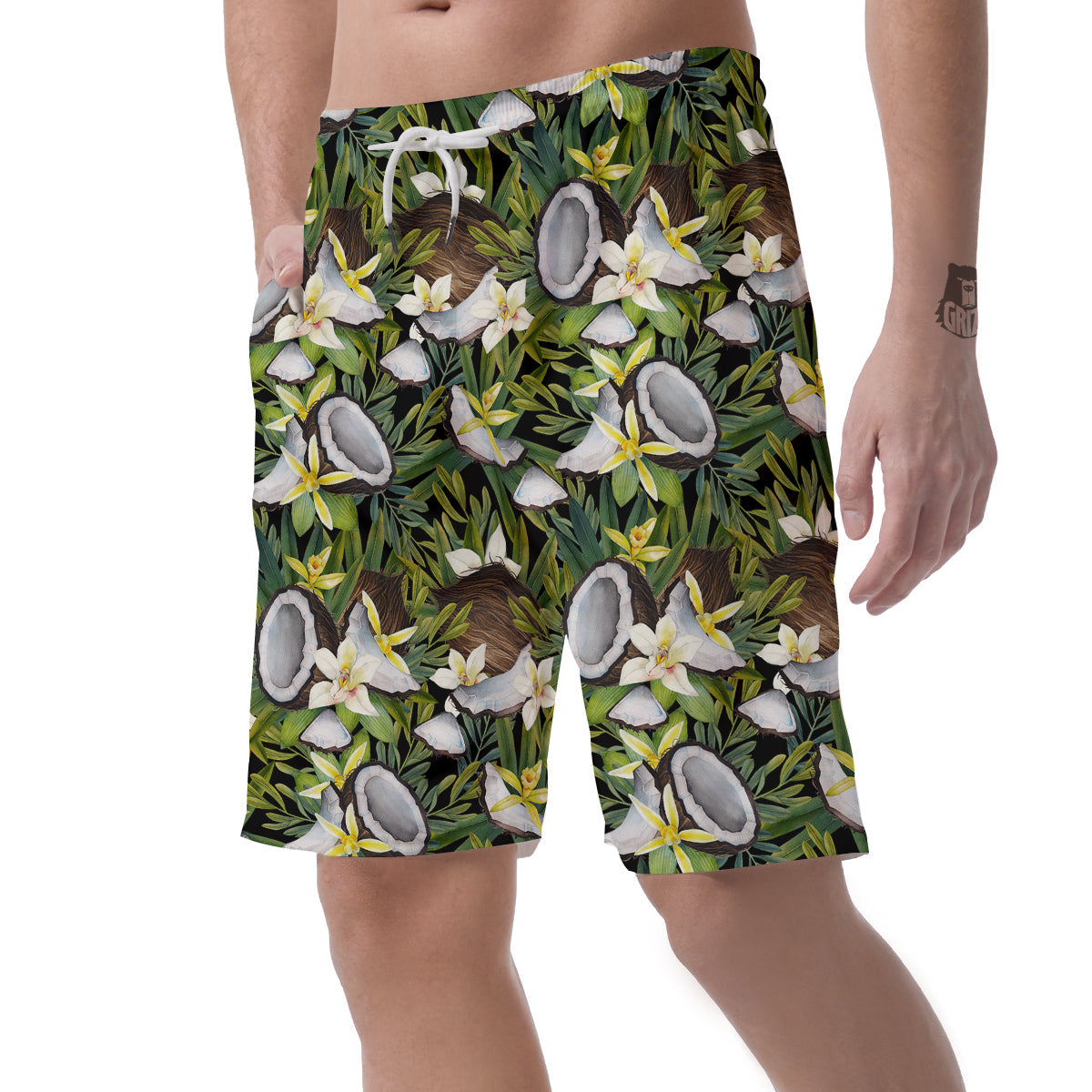 Coconut And Vanilla Flower Print Pattern Men's Shorts-grizzshop