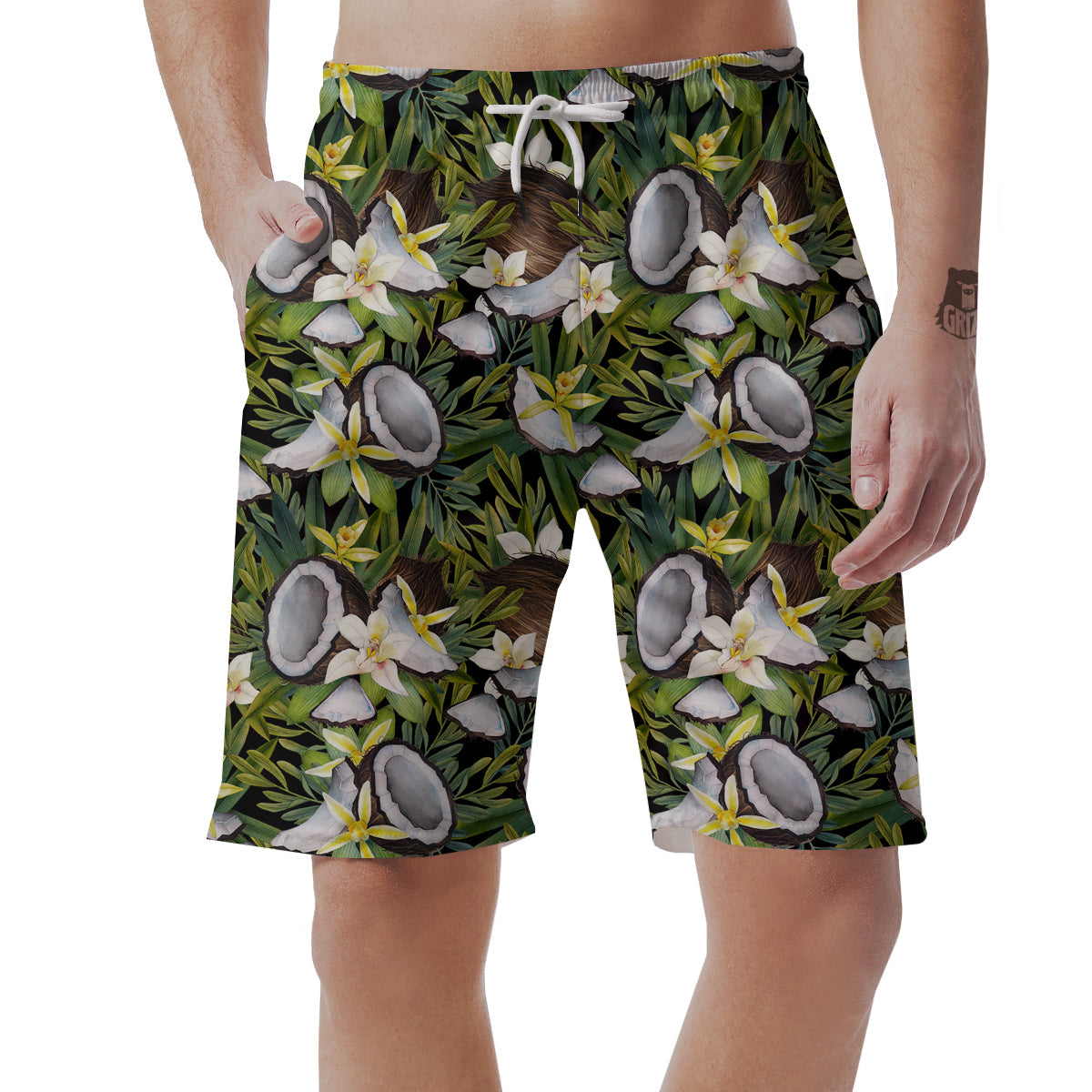 Coconut And Vanilla Flower Print Pattern Men's Shorts-grizzshop