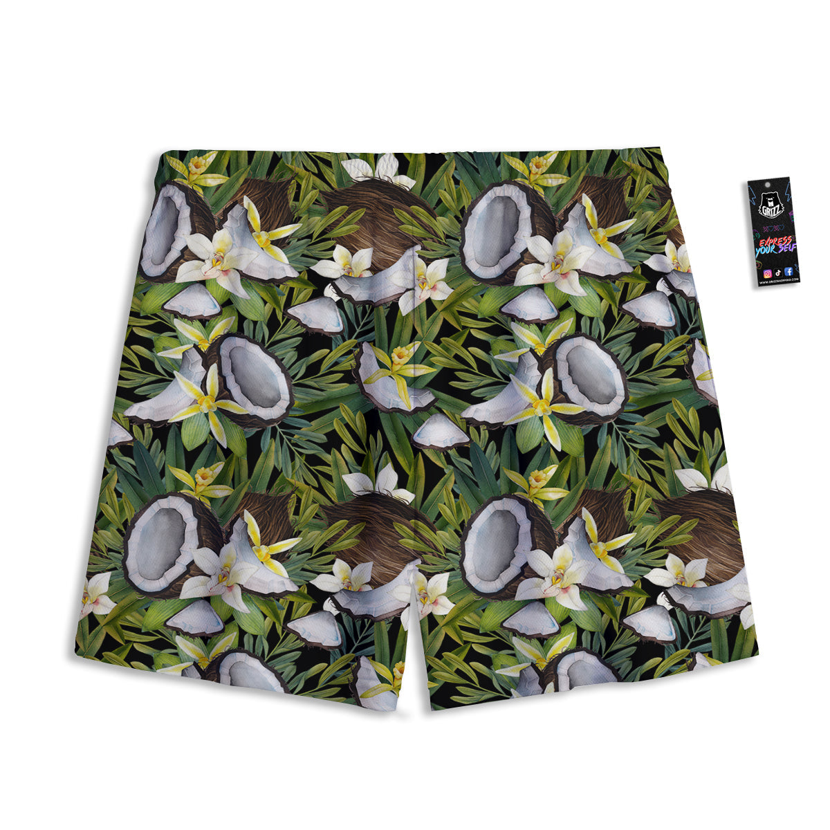 Coconut And Vanilla Flower Print Pattern Mesh Shorts