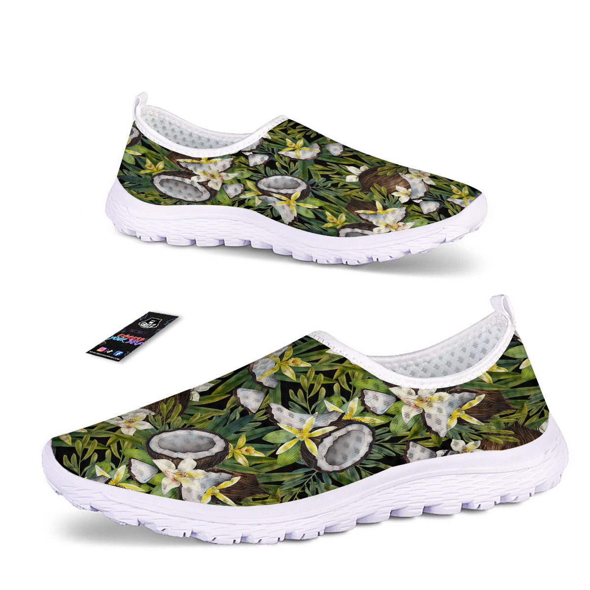 Coconut And Vanilla Flower Print Pattern Nurse Shoes-grizzshop