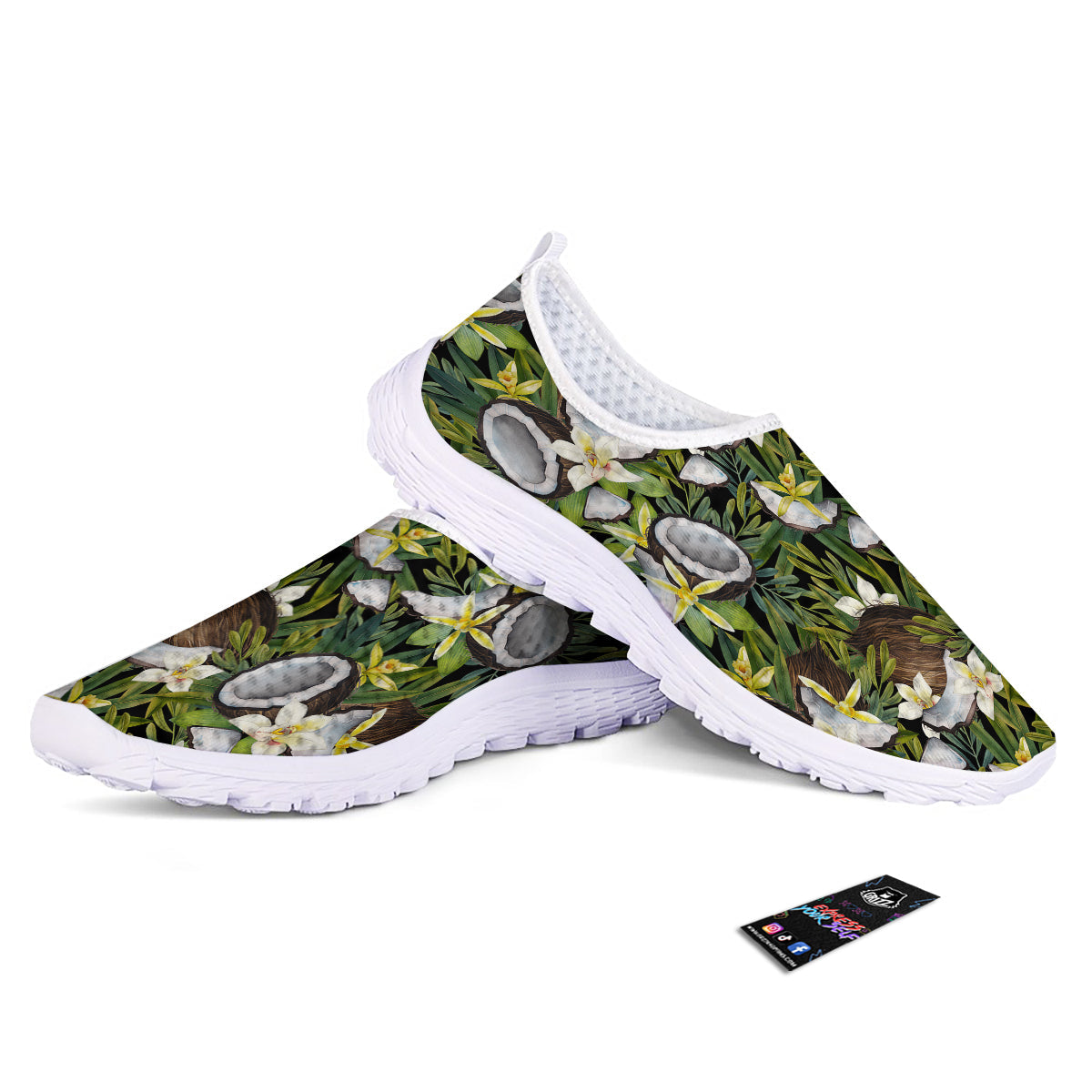 Coconut And Vanilla Flower Print Pattern Nurse Shoes-grizzshop