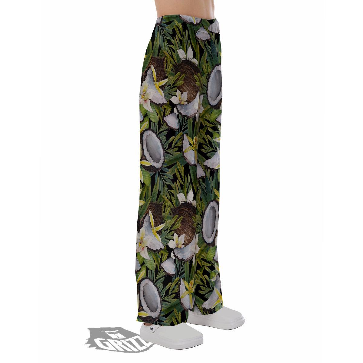 Coconut And Vanilla Flower Print Pattern Pajama Pants-grizzshop