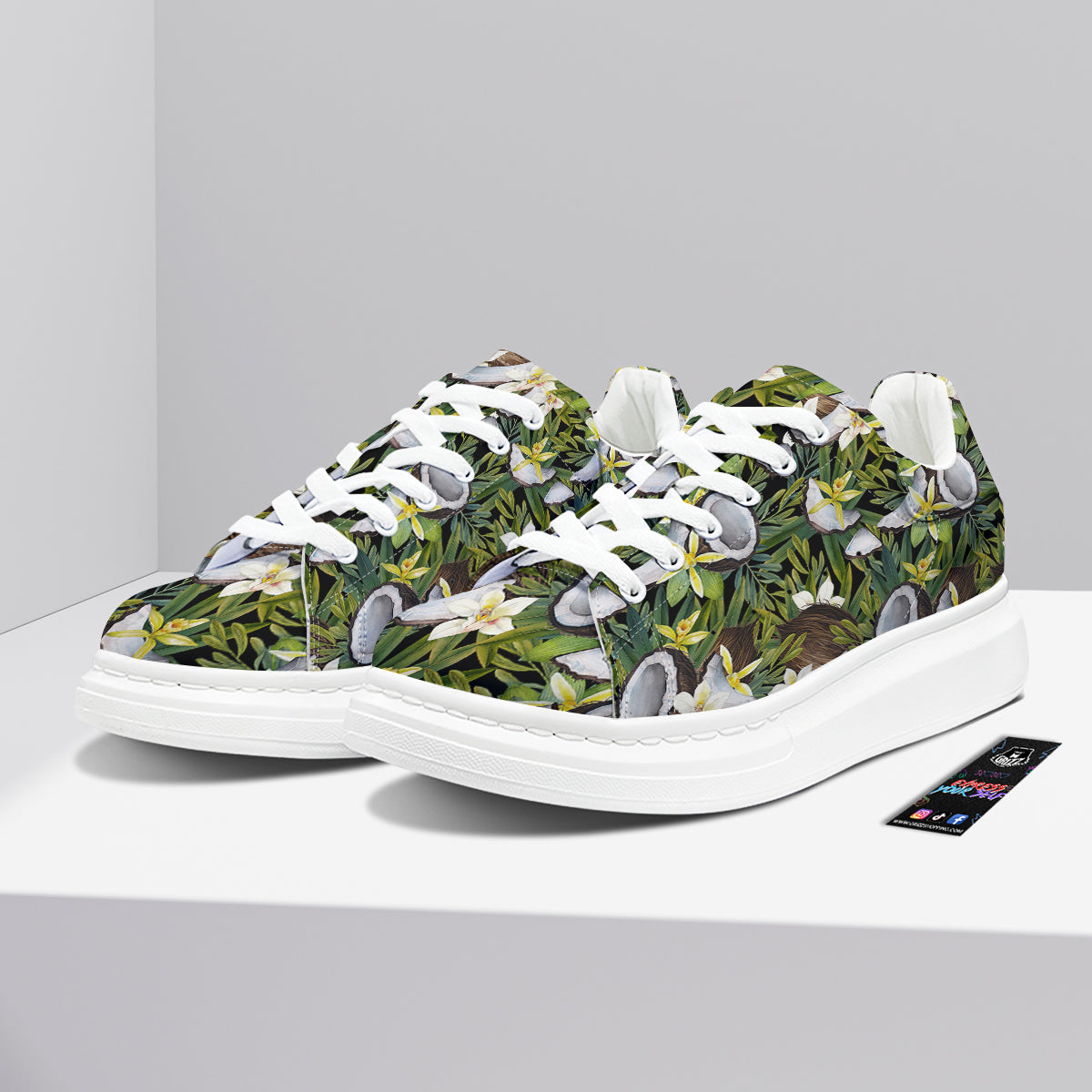 Coconut And Vanilla Flower Print Pattern Platform Shoes-grizzshop