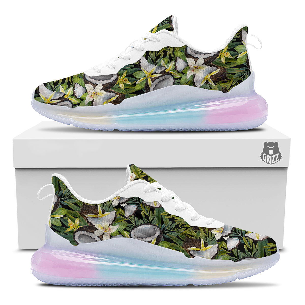 Coconut And Vanilla Flower Print Pattern Running Sneakers-grizzshop