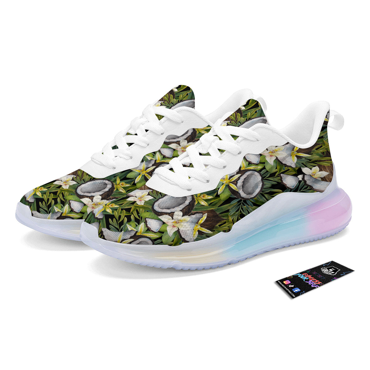 Coconut And Vanilla Flower Print Pattern Running Sneakers-grizzshop