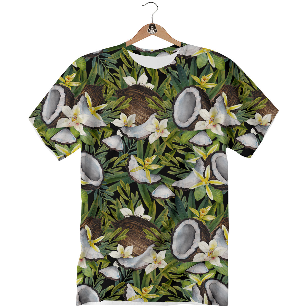 Coconut And Vanilla Flower Print Pattern T-Shirt-grizzshop