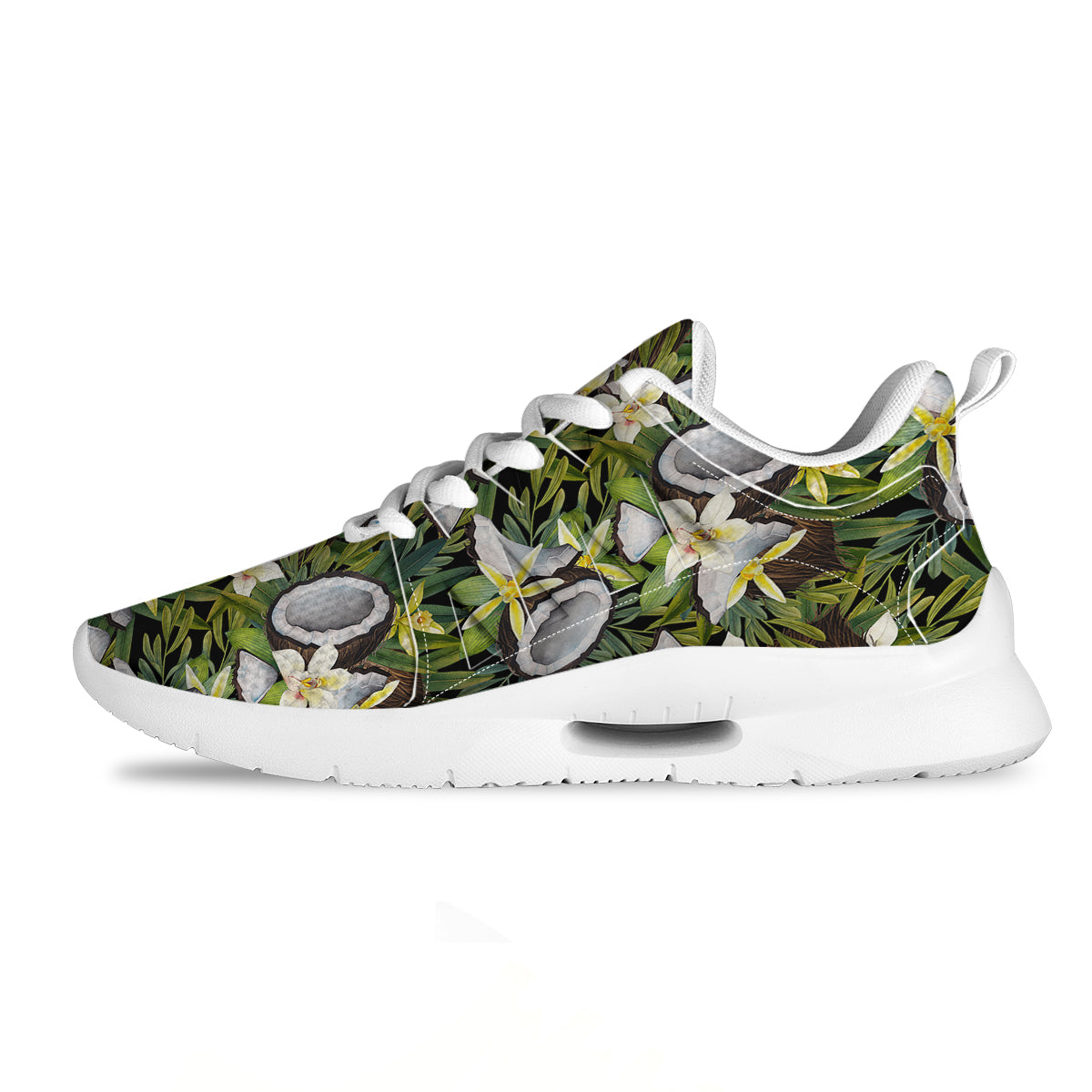 Coconut And Vanilla Flower Print Pattern Tennis Shoes-grizzshop