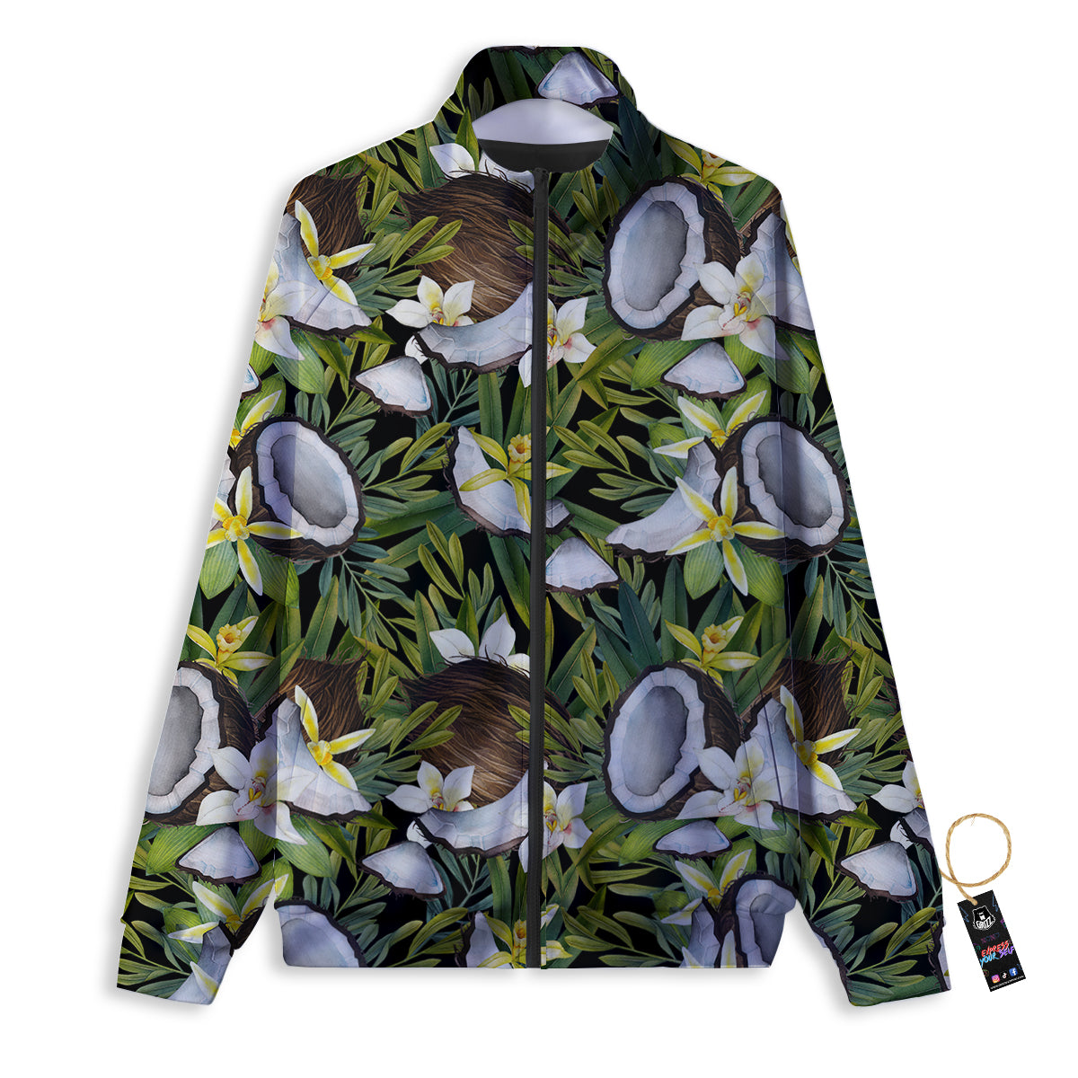 Coconut And Vanilla Flower Print Pattern Track Jacket-grizzshop