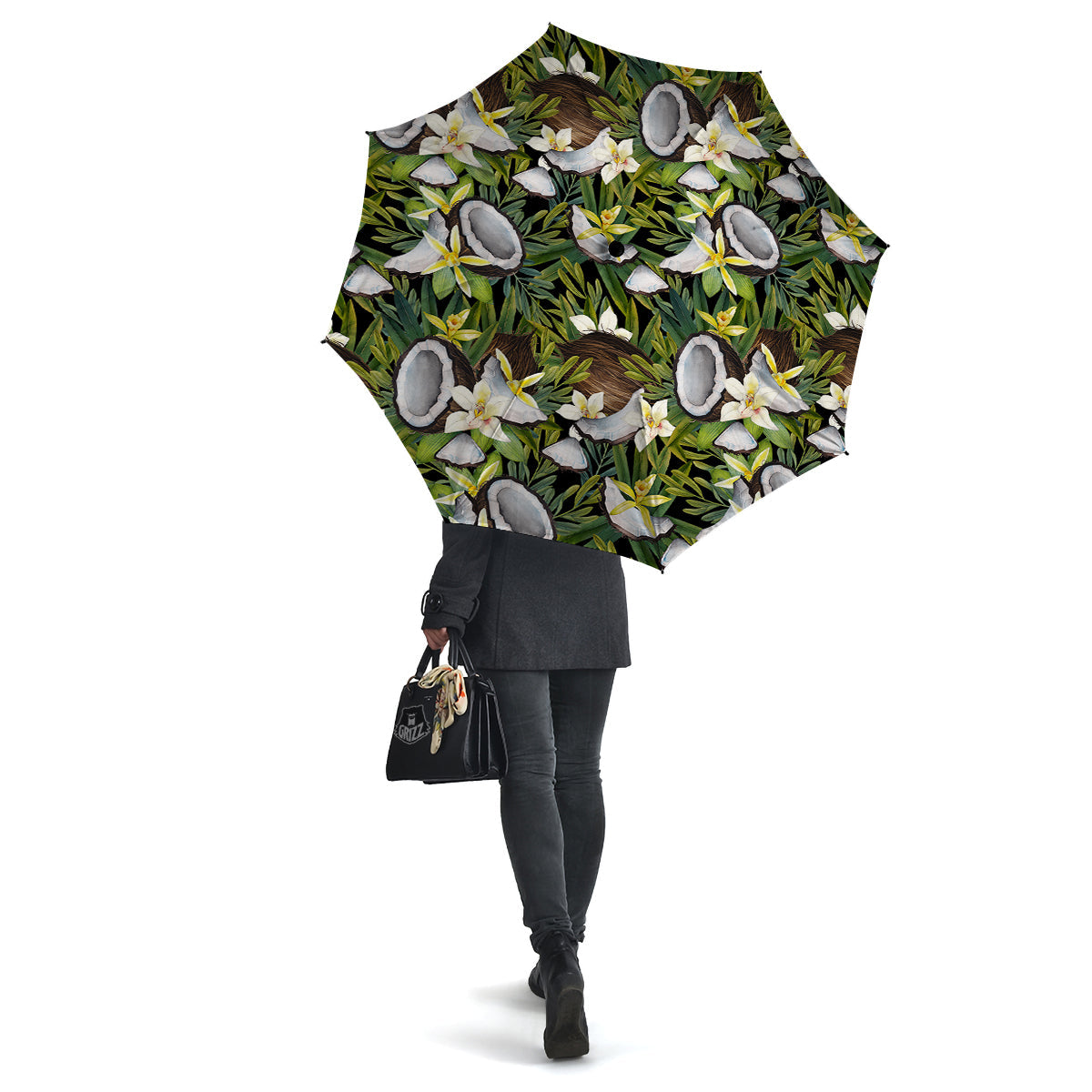 Coconut And Vanilla Flower Print Pattern Umbrella-grizzshop