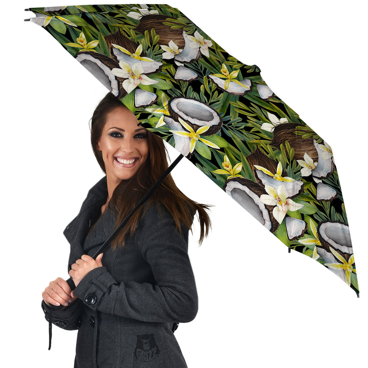 Coconut And Vanilla Flower Print Pattern Umbrella-grizzshop