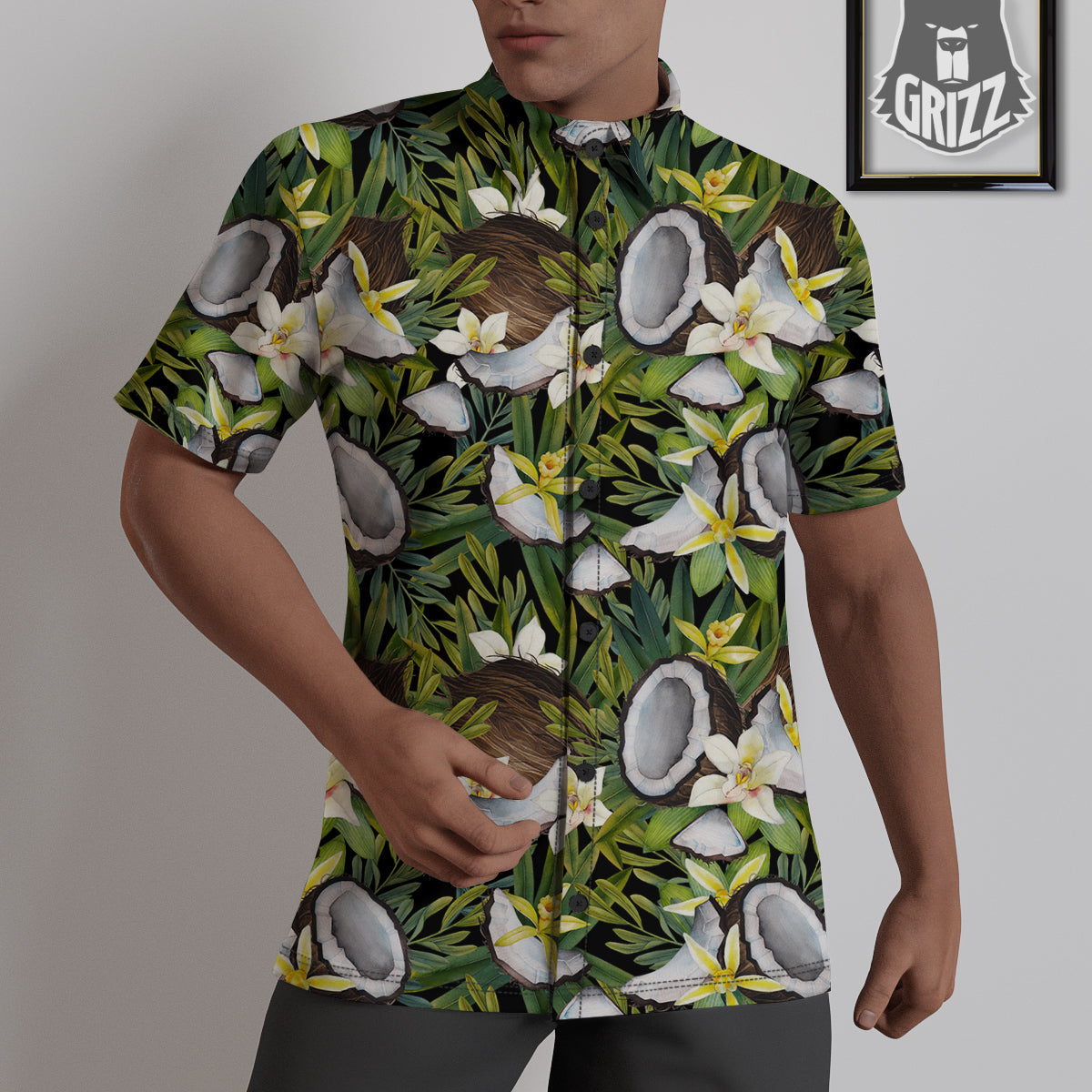 Coconut And Vanilla Flower Print Pattern Untucked Shirts-grizzshop
