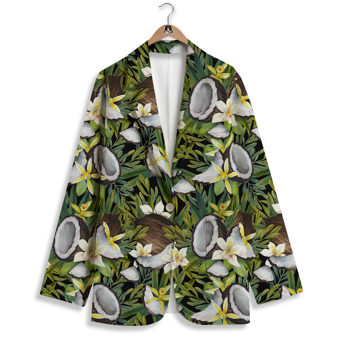 Coconut And Vanilla Flower Print Pattern Women's Blazer-grizzshop
